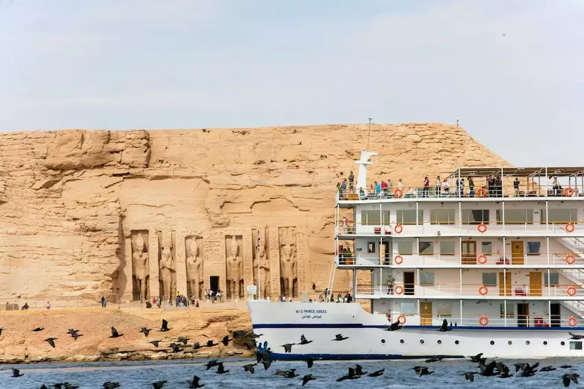 Abu Simbel seen from Lake Nasser, Nile River