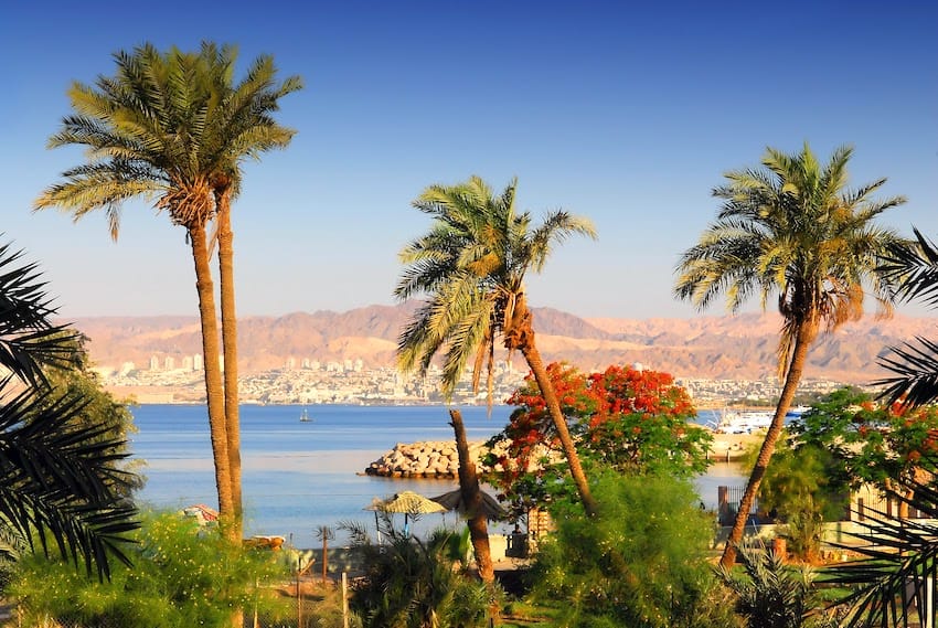 View on Eilat in Israel from Aqaba in Jordan