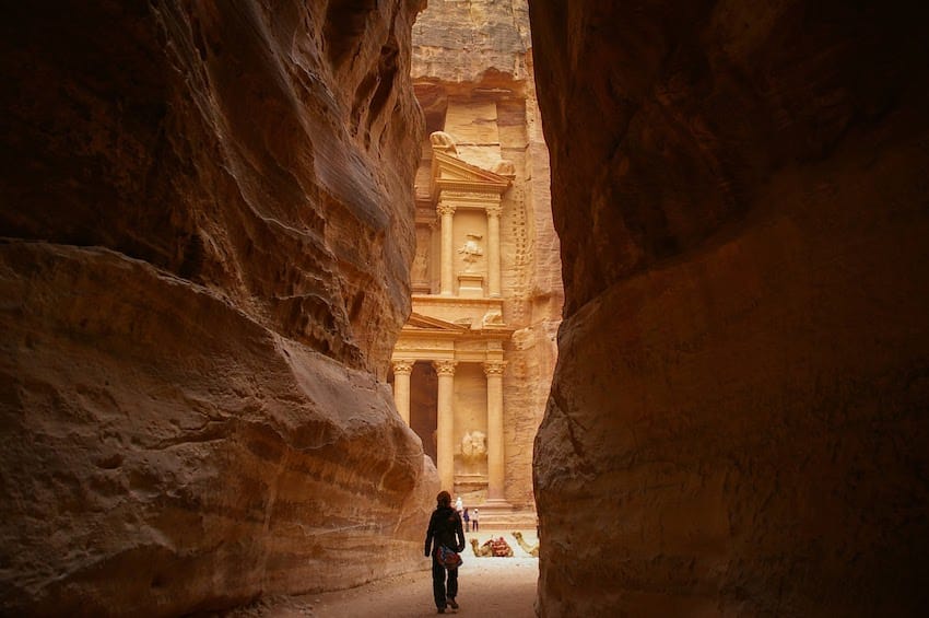 Inside Petra - View of the Treasury from the Siq