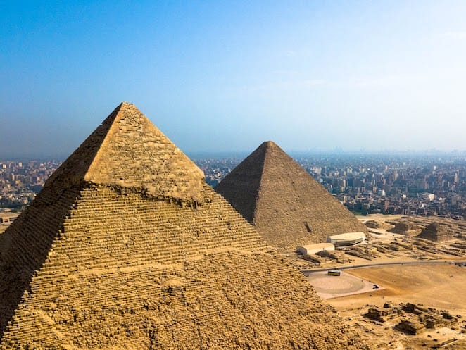 Small group tours to Egypt from Australia - Pyramids shot by drone.